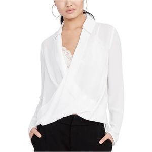 Rachel Roy Womens Sandra Wrap Blouse Ivory